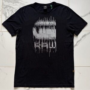 G-Star Raw Graphic 6 Slim Short Sleeve T Shirt Tee Mens Size L Black White